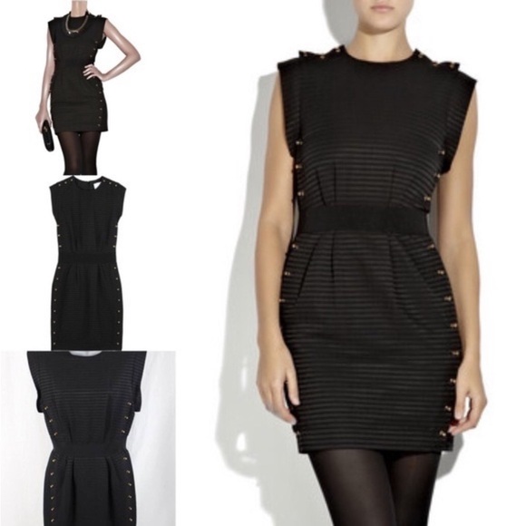 3.1 Phillip Lim Black/Gold Studded Jersey Cap Sleeve Dress. Quite Luxury - Picture 2 of 9